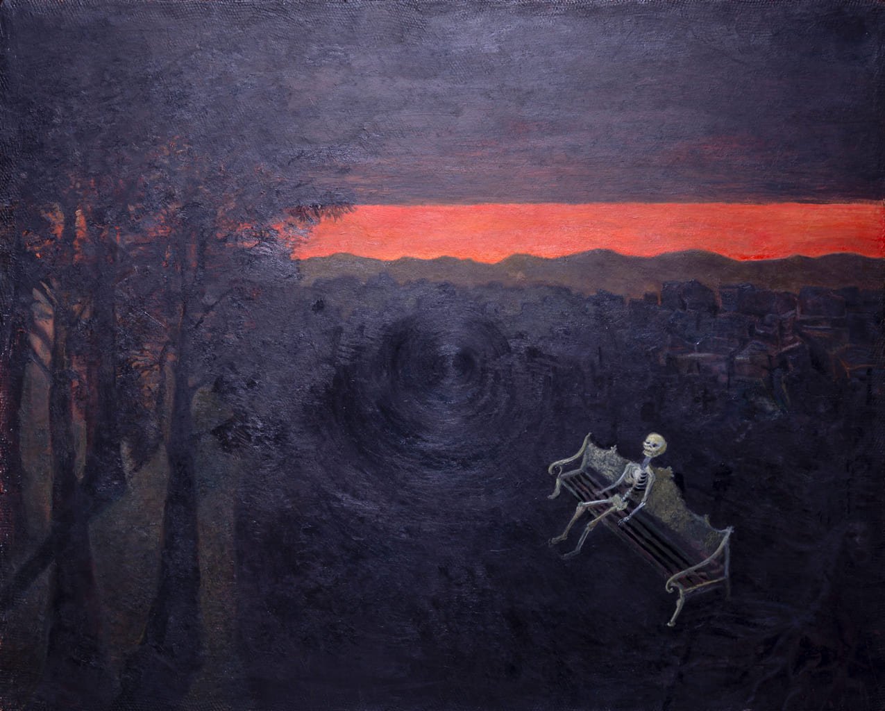"El Último en la Fila" con técnica óleo sobre lienzo, 2014.