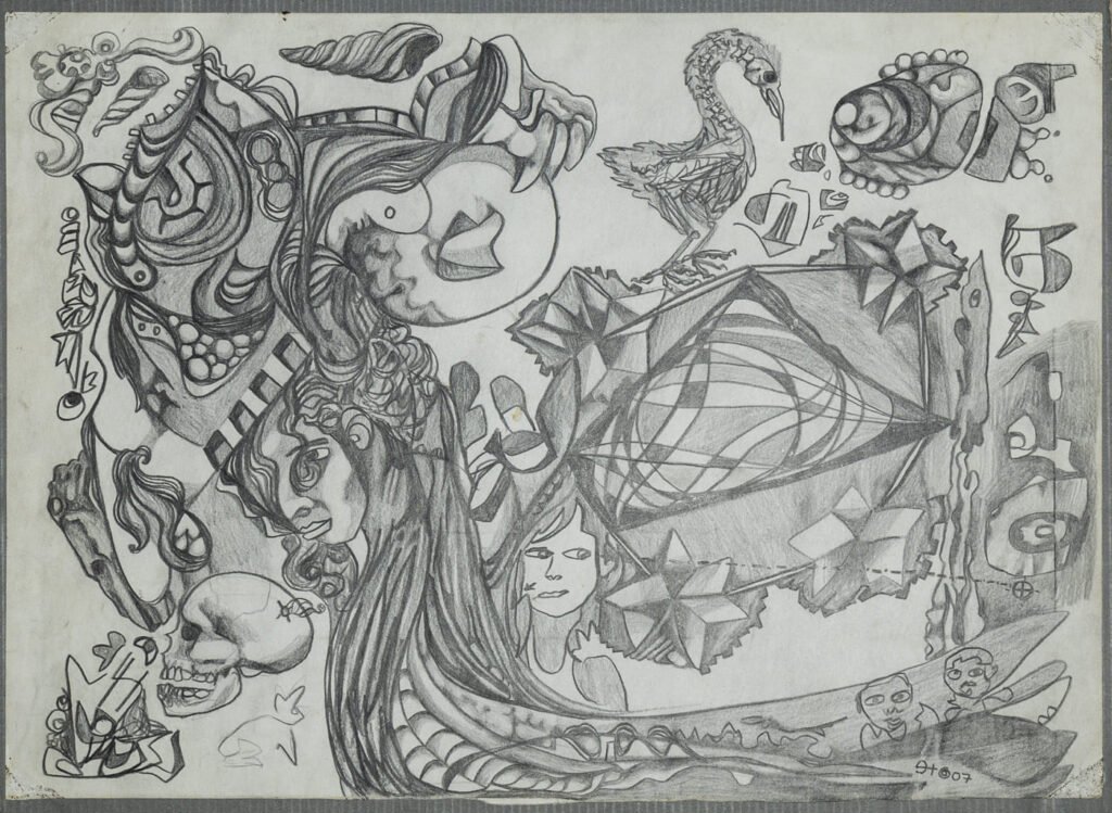 "Iván en el Mundo" con técnica dibujo sobre papel, 2006.